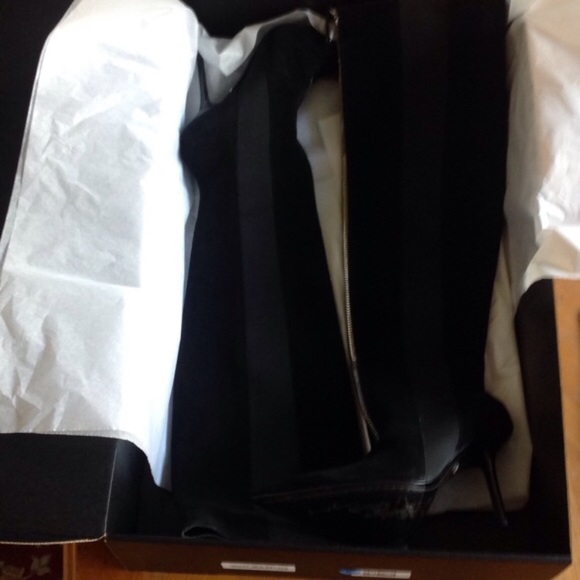 Alice + Olivia Tall ZIP Suede Leather Heel Boots - Picture 2 of 8